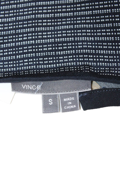 Vince Women Kaftan Dress Dark Blue Silk V Neck Geometric Knee Length Size S