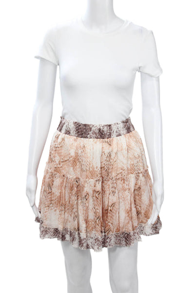 Muche Et Muchette Women Peasant Skirt Beige Animal Print Knee Size One Size