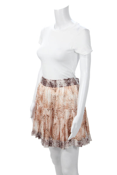 Muche Et Muchette Women Peasant Skirt Beige Animal Print Knee Size One Size