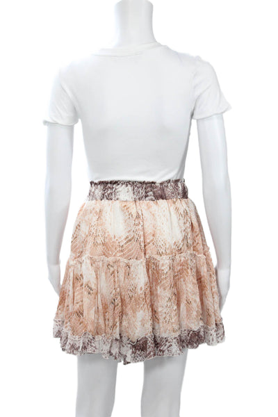Muche Et Muchette Women Peasant Skirt Beige Animal Print Knee Size One Size