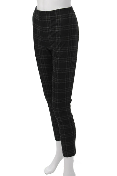 Sanctuary Women Cropped Ankle Plaid Black Polyester Blend Pants Size S