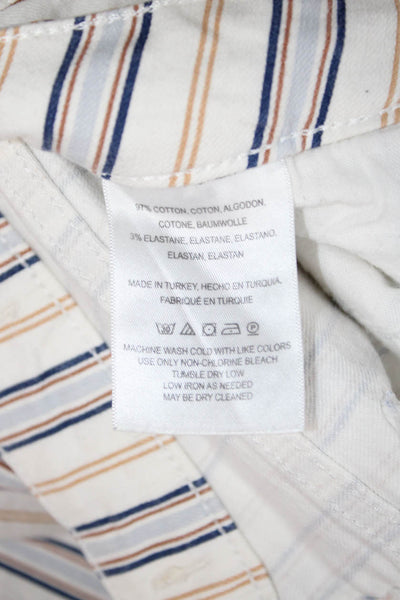 Pilcro Anthropologie Womens Cropped Capri Pants White Striped High Rise Size 28