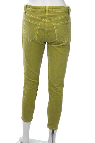 J Brand Women Ankle Cropped High Rise Green Cotton Blend Pants Size 27