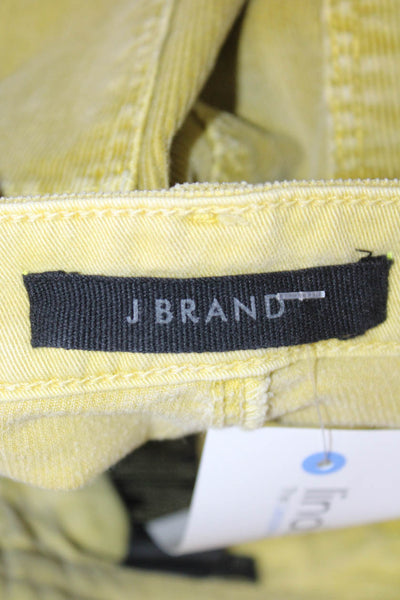 J Brand Women Ankle Cropped High Rise Green Cotton Blend Pants Size 27