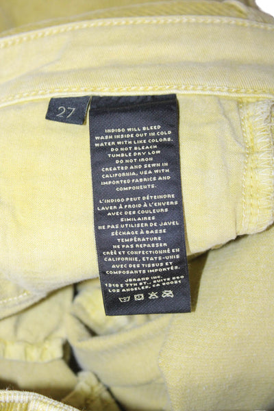 J Brand Women Ankle Cropped High Rise Green Cotton Blend Pants Size 27