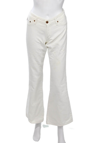 AG Adriano Goldschmied Women White High Rise Cotton Pants Button Size 29