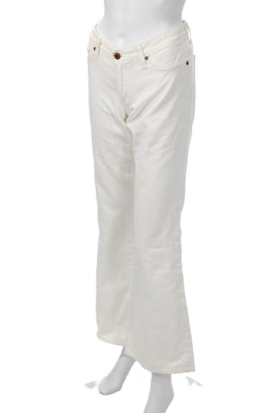 AG Adriano Goldschmied Women White High Rise Cotton Pants Button Size 29