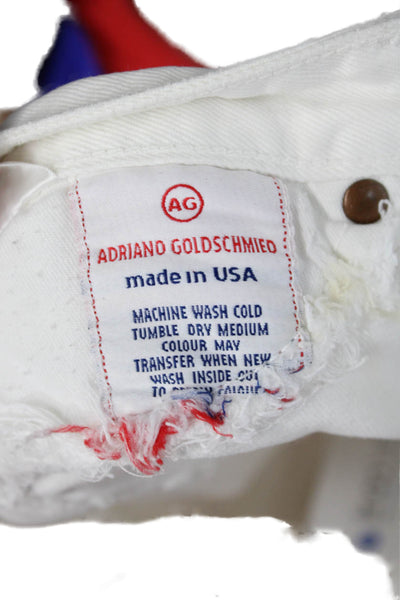 AG Adriano Goldschmied Women White High Rise Cotton Pants Button Size 29