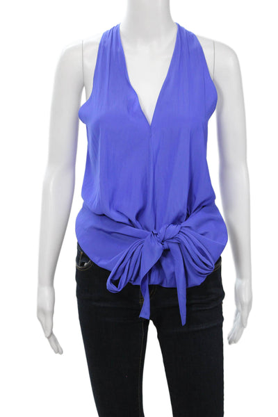 Ramy Brook Womens V Neck Sleeveless Tank Blue Nylon Blend Size M