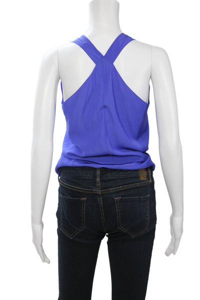 Ramy Brook Womens V Neck Sleeveless Tank Blue Nylon Blend Size M