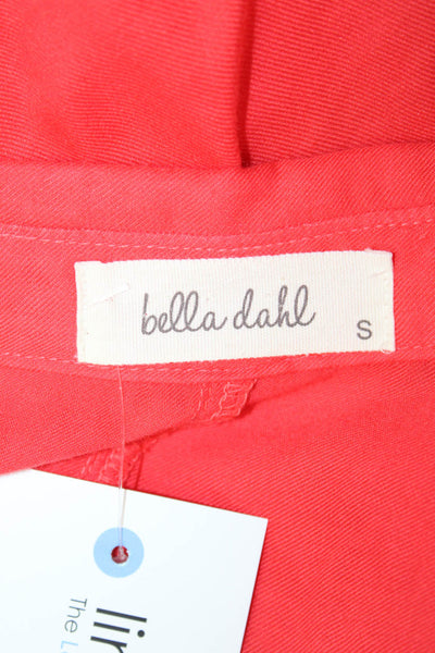 Bella Dahl Women Basic Button-Up Blouse Red Rayon Collared Long Sleeve Size S