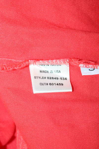 Bella Dahl Women Basic Button-Up Blouse Red Rayon Collared Long Sleeve Size S
