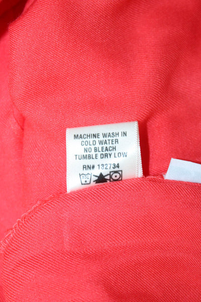 Bella Dahl Women Basic Button-Up Blouse Red Rayon Collared Long Sleeve Size S