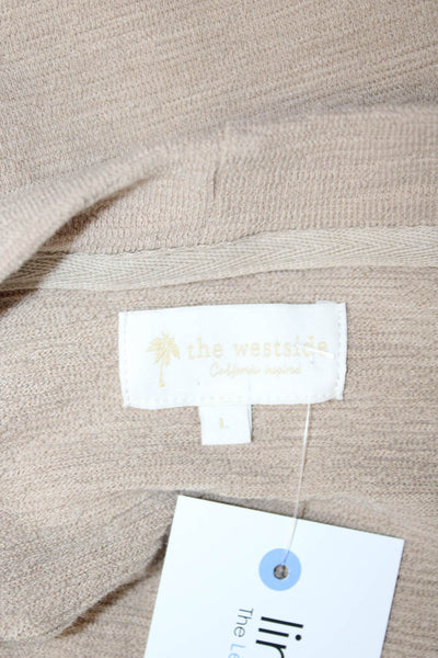 The Westside Women Cropped V-Neck Long Sleeve Beige Cotton Top Size L