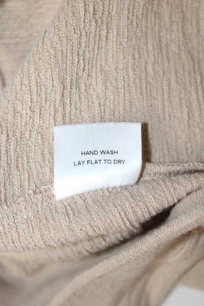 The Westside Women Cropped V-Neck Long Sleeve Beige Cotton Top Size L