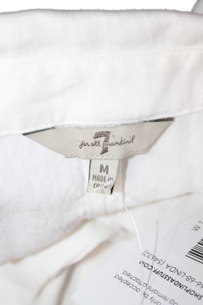 7 For All Mankind Womens Sleeveless Collared Button Up White Blouse Size M