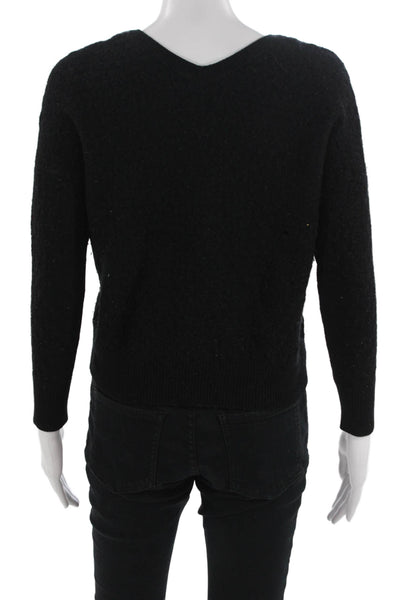 Vince Unisex Wool Blend V Neck Pullover Sweater Long Sleeve Black Size XS