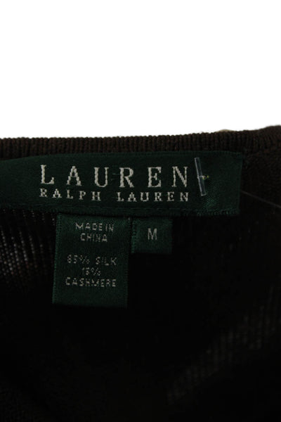 Lauren by Ralph Lauren Womens Black Paisley Long Sleeve Top Round Neck Size M