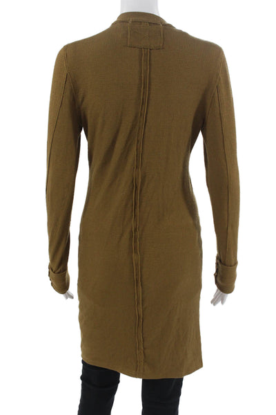 We The Free Women Shirt Dress Brown Mock Neck Long Sleeve Button Size S