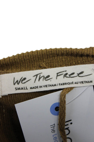 We The Free Women Shirt Dress Brown Mock Neck Long Sleeve Button Size S