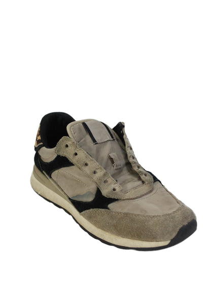 Zara Womens Slip On Pony Hair Suede Trim Low Top Sneakers Brown Black Size 39