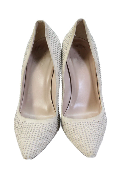 Club Monaco Womens Stiletto Pointed Toe Studded Pumps Beige Suede Size 38.5