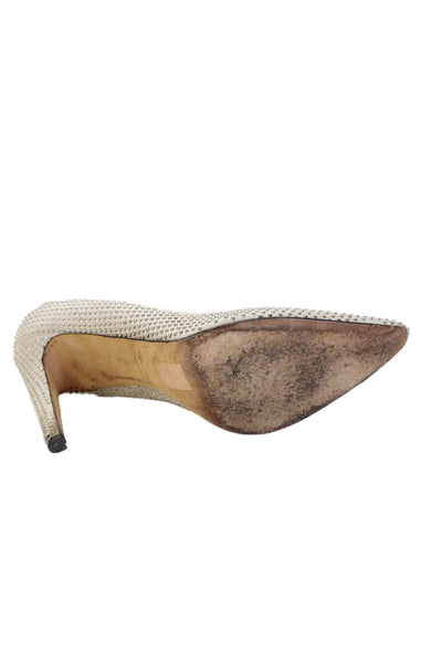 Club Monaco Womens Stiletto Pointed Toe Studded Pumps Beige Suede Size 38.5