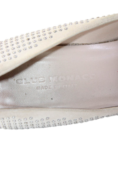 Club Monaco Womens Stiletto Pointed Toe Studded Pumps Beige Suede Size 38.5