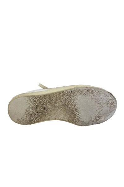 Veja Womens Lace Up Side Logo Low Top Sneakers White Beige Leather Size 8
