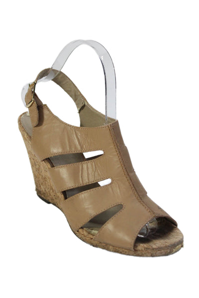 Donald J Pliner Womens Wedge Heel Strappy Haddi Sandals Brown Leather Size 8