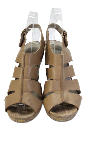 Donald J Pliner Womens Wedge Heel Strappy Haddi Sandals Brown Leather Size 8