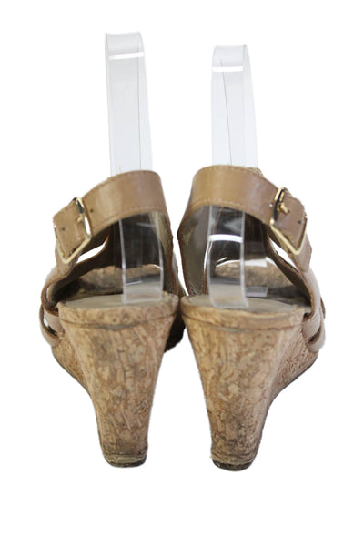 Donald J Pliner Womens Wedge Heel Strappy Haddi Sandals Brown Leather Size 8