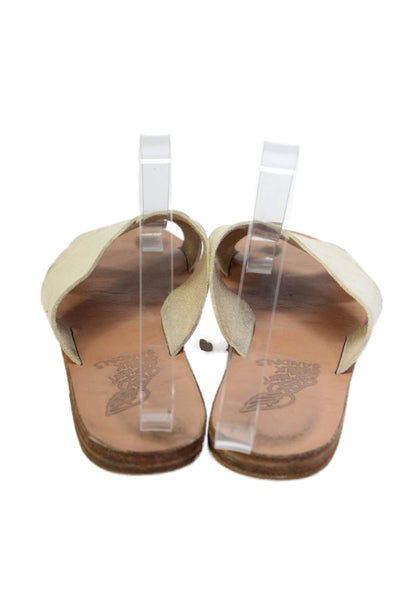 Ancient Greek Sandals Womens Cross Strap Slide Sandals White Leather Size 39