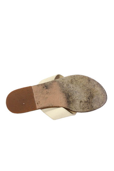 Ancient Greek Sandals Womens Cross Strap Slide Sandals White Leather Size 39