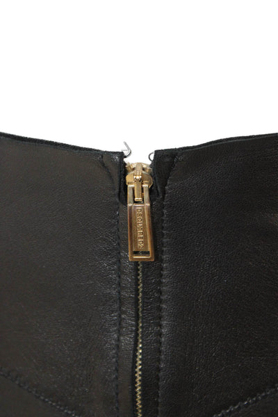 Dsquared2 Womens Black Leather Straight Pencil Skirt Size 42