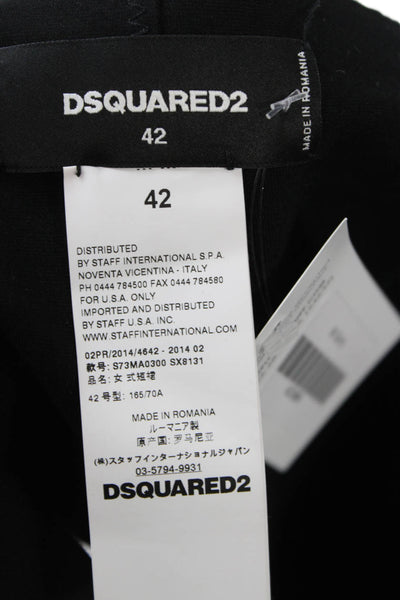 Dsquared2 Womens Black Leather Straight Pencil Skirt Size 42