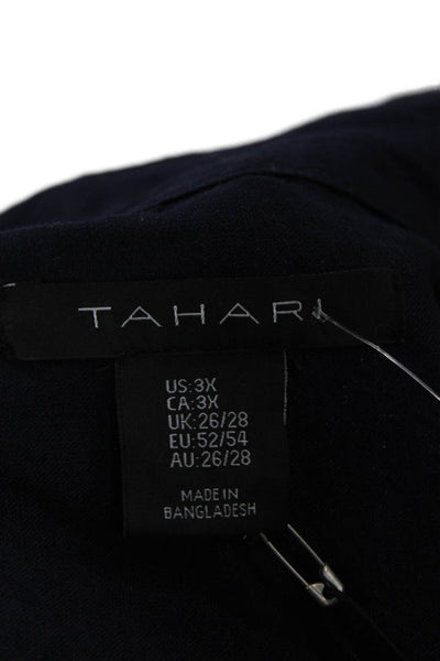 Tahari Womens Dark Blue Collared Button Tunic Plus Size 3X