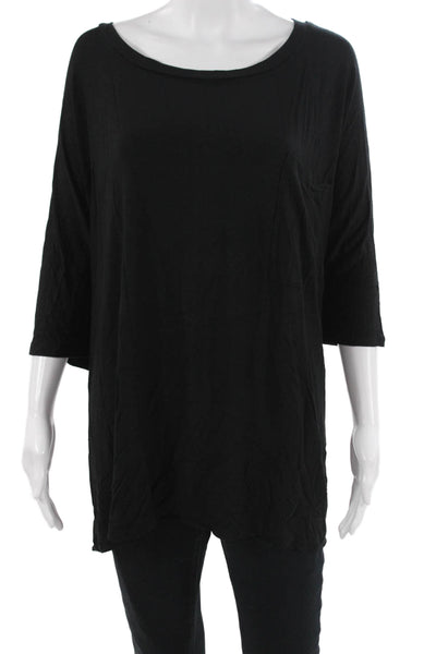 Zenana Outfitters Women Tunic T Shirt Black 3/4 Sleeve Rayon Spandex Size 3X