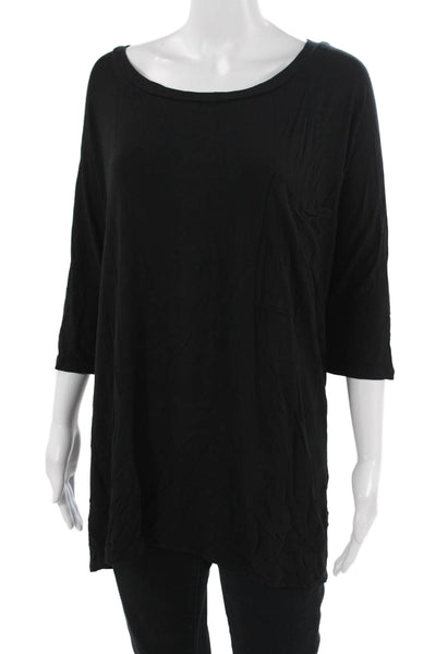 Zenana Outfitters Women Tunic T Shirt Black 3/4 Sleeve Rayon Spandex Size 3X