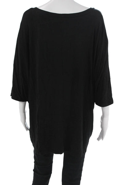 Zenana Outfitters Women Tunic T Shirt Black 3/4 Sleeve Rayon Spandex Size 3X