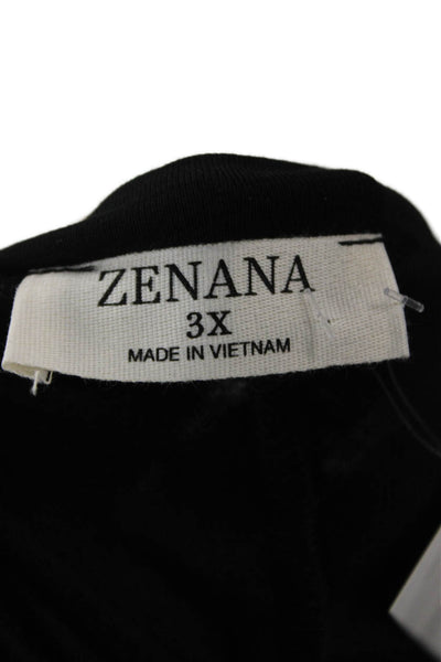 Zenana Outfitters Women Tunic T Shirt Black 3/4 Sleeve Rayon Spandex Size 3X