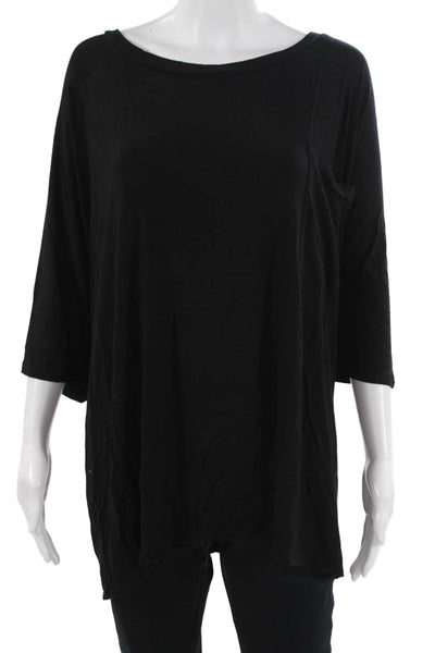 Zenana Outfitters Women Black Tunic 3/4 Sleeve Round Neck Rayon Blend Size 3X