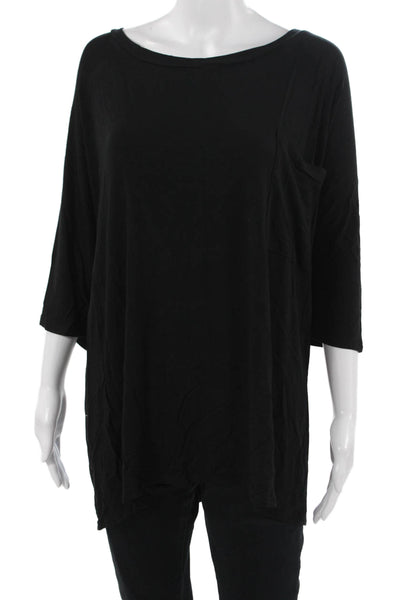 Zenana Outfitters Women Black Tunic 3/4 Sleeve Round Neck Rayon Blend Size 3X