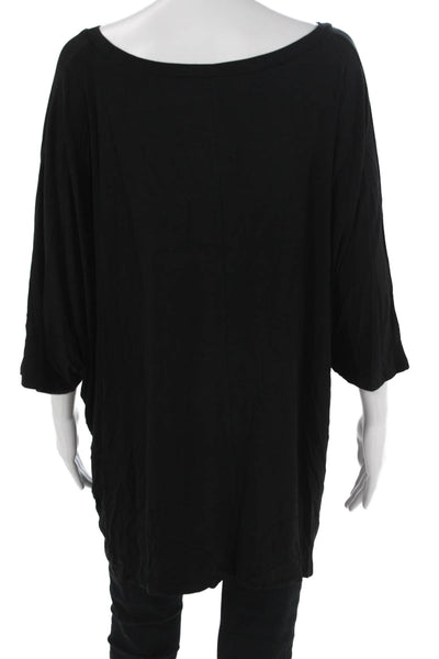 Zenana Outfitters Women Black Tunic 3/4 Sleeve Round Neck Rayon Blend Size 3X