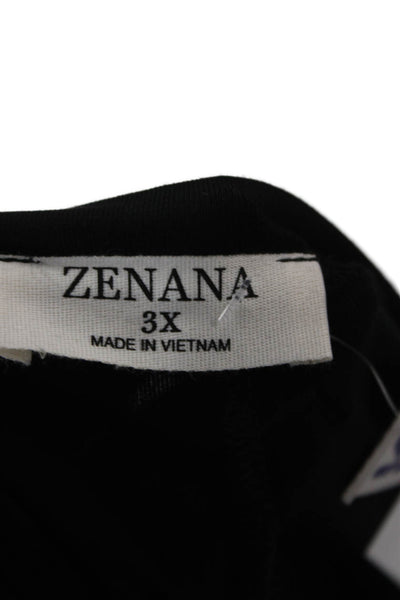 Zenana Outfitters Women Black Tunic 3/4 Sleeve Round Neck Rayon Blend Size 3X