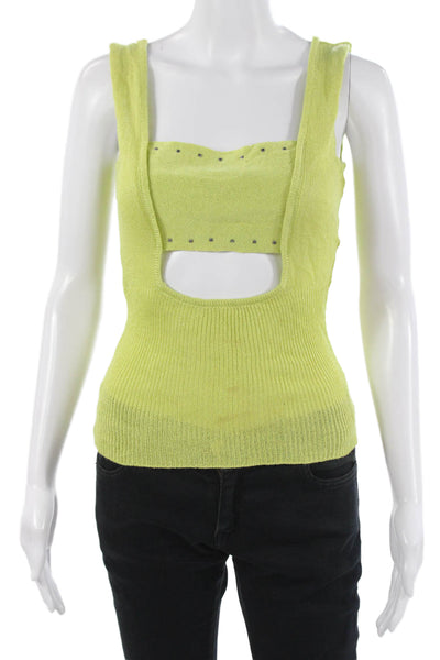 Montana Women Cropped Tank Green Square Neck Size 44