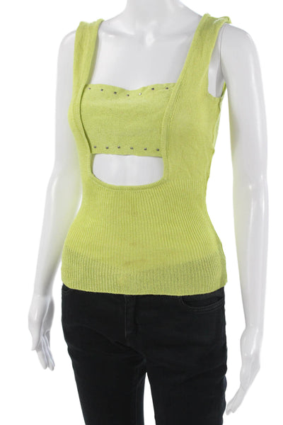 Montana Women Cropped Tank Green Square Neck Size 44