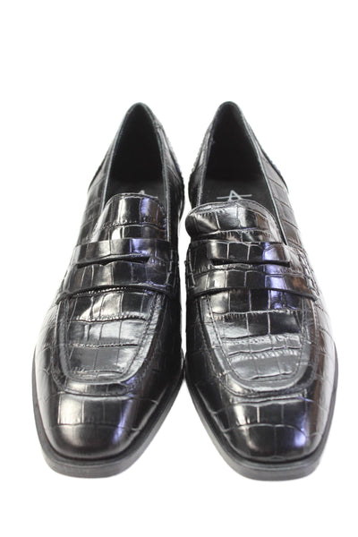 Aquatalia Womens Leather Loafers Heels Black Size 6