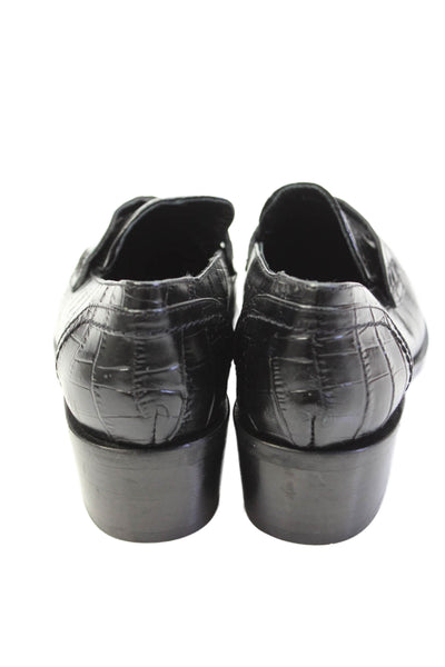 Aquatalia Womens Leather Loafers Heels Black Size 6