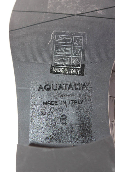 Aquatalia Womens Leather Loafers Heels Black Size 6